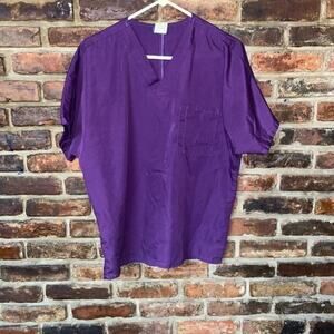 Cherokee Workwear Solid Purple Nursing Scrub Top Women's Size Medium